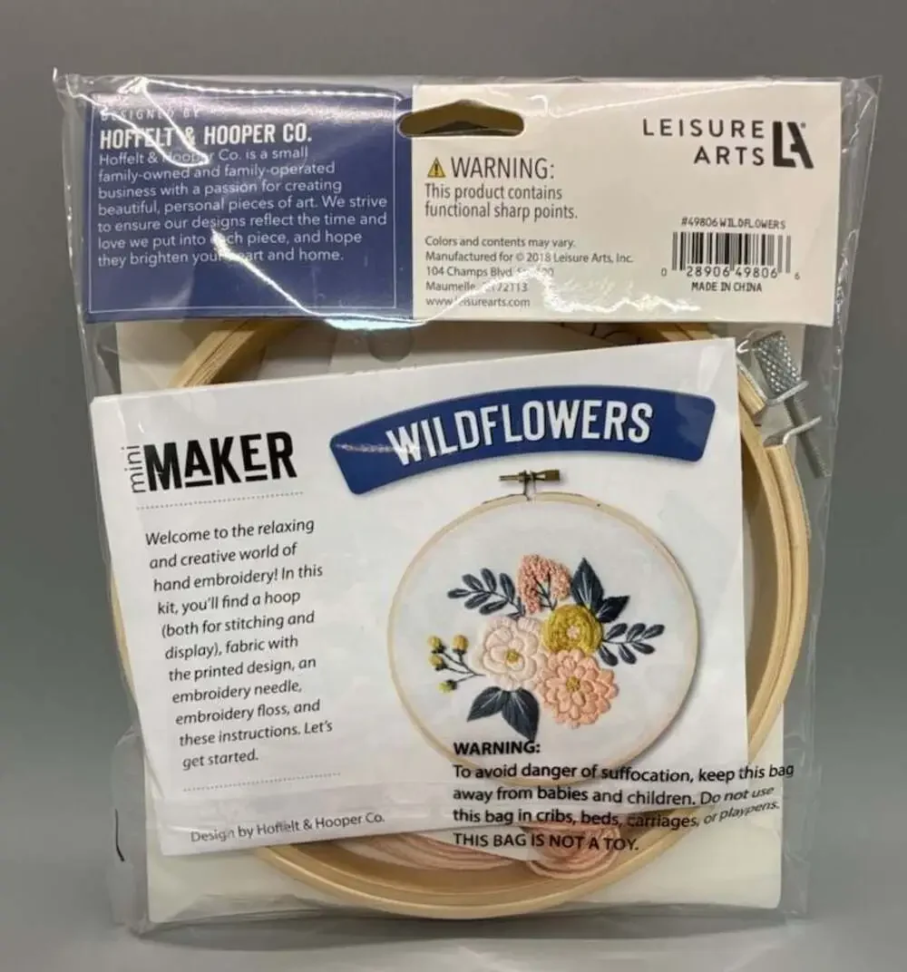 Lot of Leisure Arts Make in a Weekend Embroidery Kits Wildflowers & Blush Roses